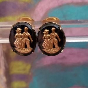 Cameo Couple clip on earrings